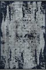 5' X 8' Gray And Navy Blue Abstract Distressed Area Rug With Fringe - Homeroots - Flyclothing LLC