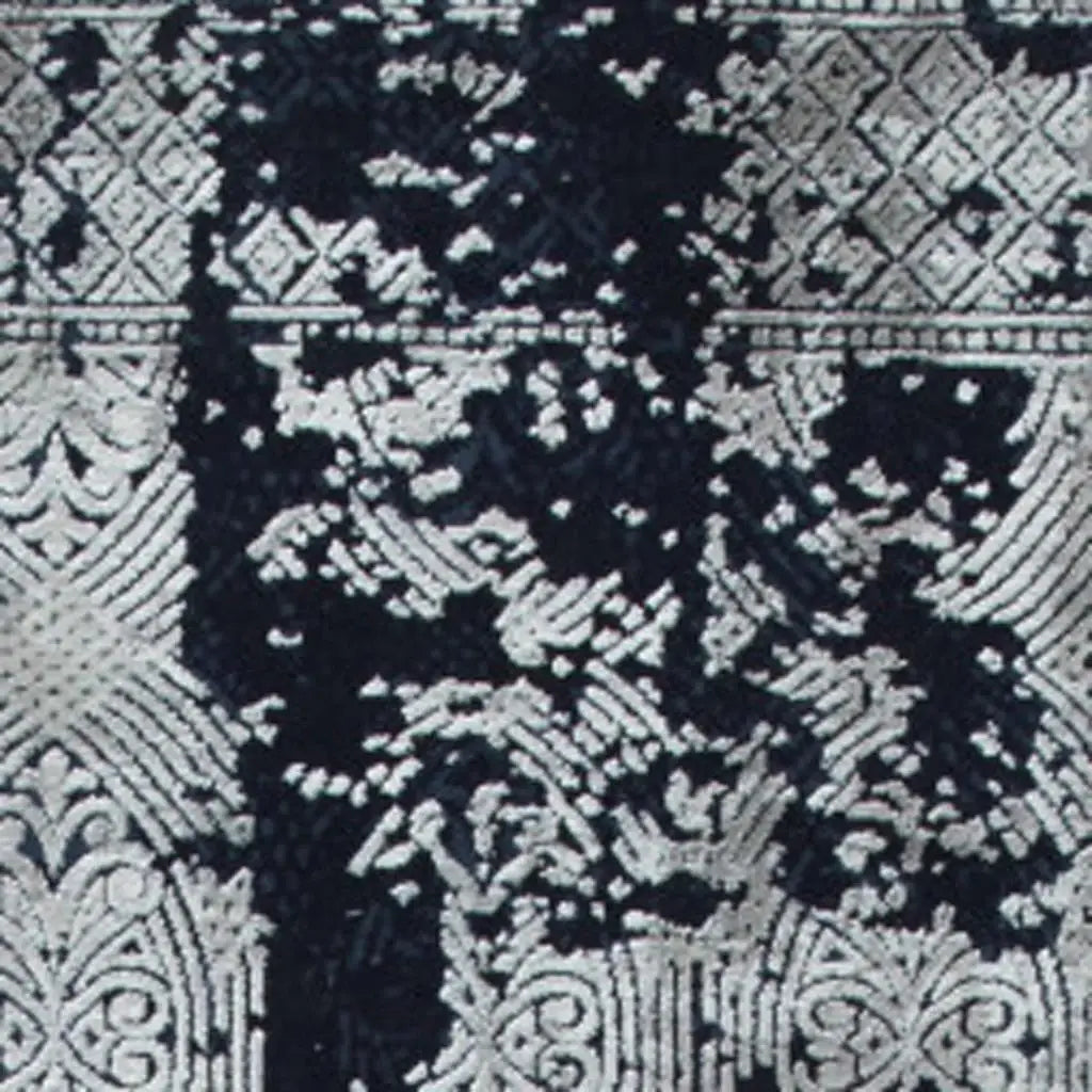 5' X 8' Gray And Navy Blue Abstract Distressed Area Rug With Fringe - Homeroots - Flyclothing LLC