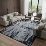 7' X 10' Gray And Navy Blue Abstract Distressed Area Rug With Fringe - Homeroots - Flyclothing LLC