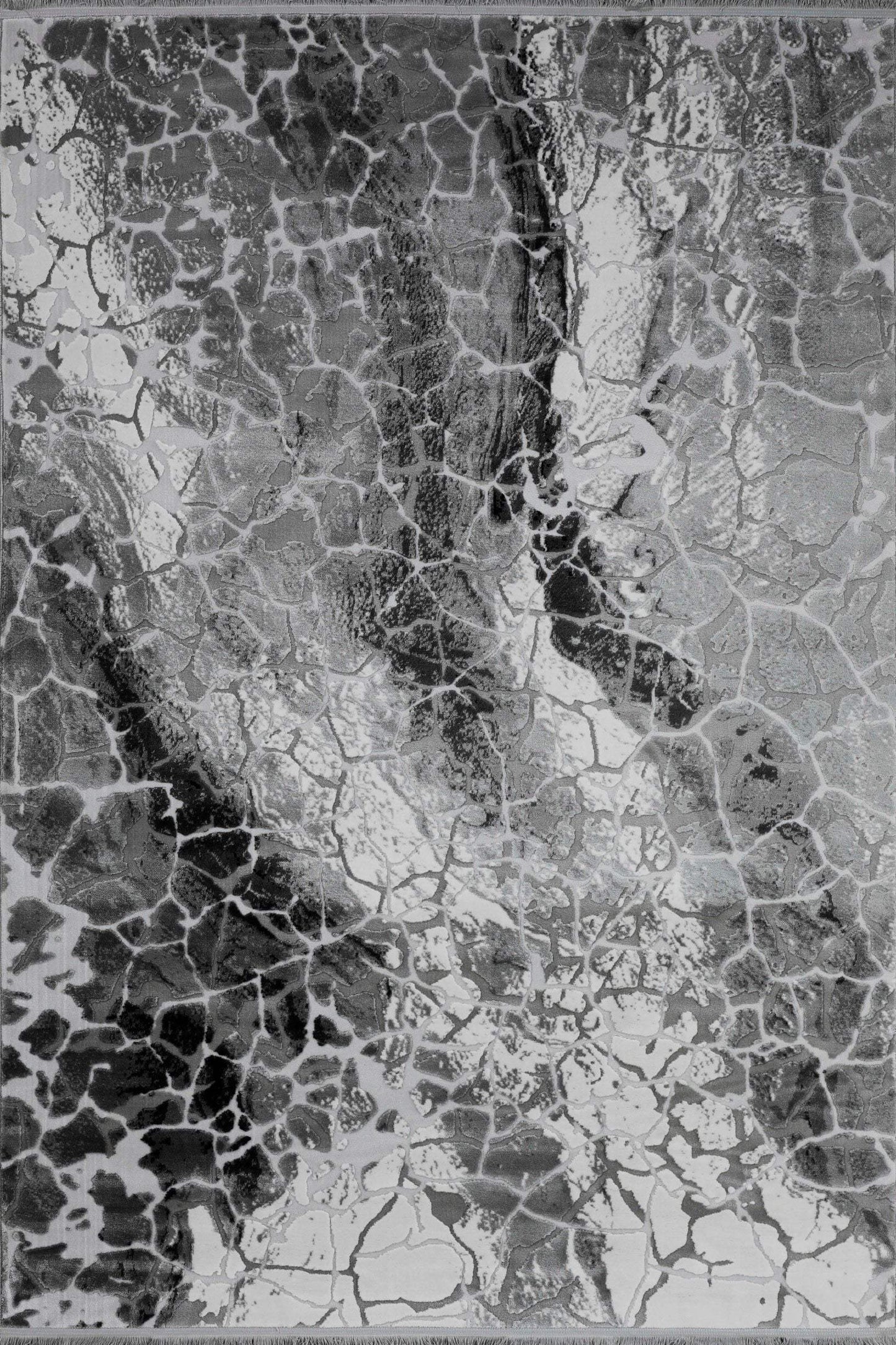 7' X 10' Black And Gray Abstract Area Rug With Fringe - Homeroots - Flyclothing LLC
