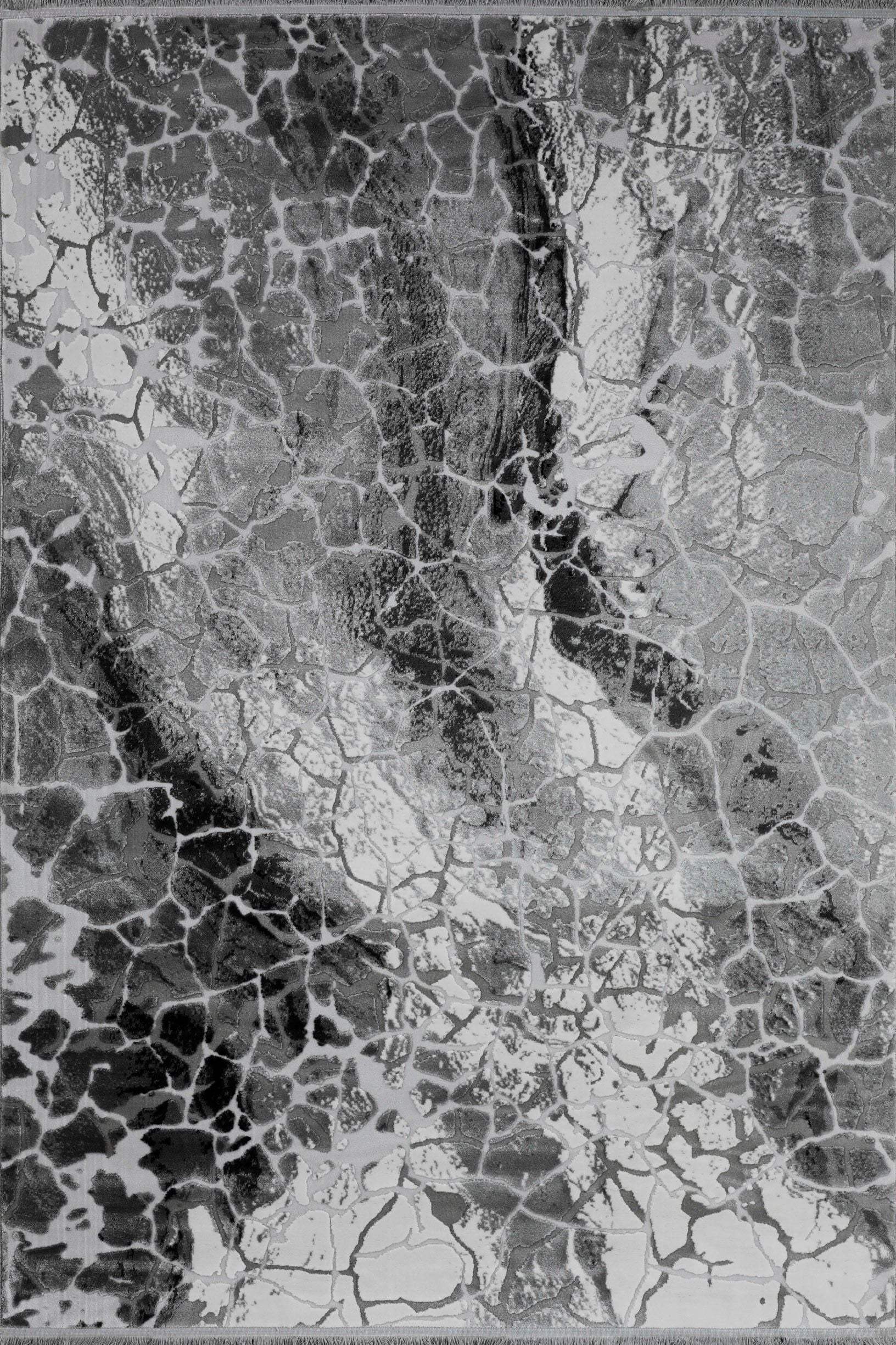7' X 10' Black And Gray Abstract Area Rug With Fringe - Homeroots - Flyclothing LLC