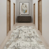 10' Brown And Gray Abstract Distressed Runner Rug - Homeroots - Flyclothing LLC