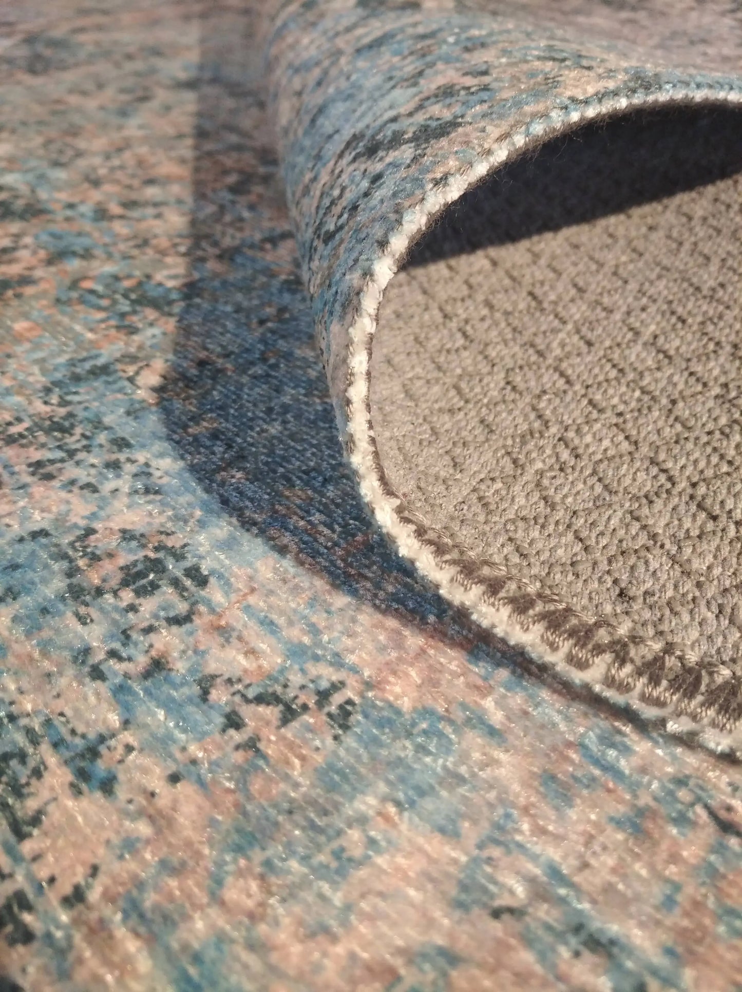 5' X 8' Blue And Orange Abstract Distressed Area Rug - Homeroots - Flyclothing LLC