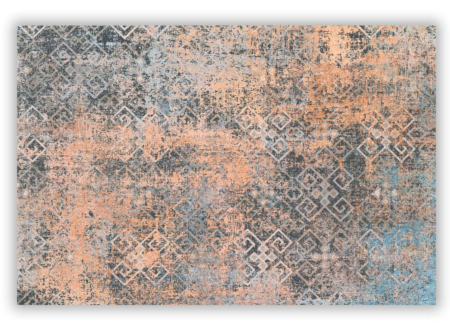 5' X 8' Blue And Orange Abstract Distressed Area Rug - Homeroots - Flyclothing LLC