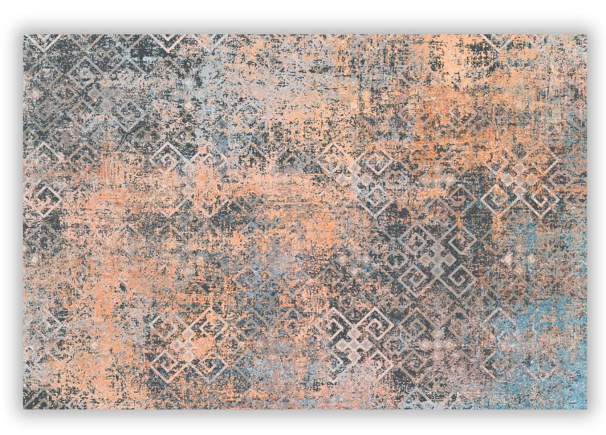 5' X 8' Blue And Orange Abstract Distressed Area Rug - Homeroots - Flyclothing LLC
