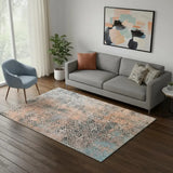 5' X 8' Blue And Orange Abstract Distressed Area Rug - Homeroots - Flyclothing LLC