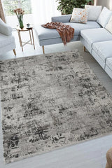 5' X 8' Gray And White Abstract Distressed Area Rug With Fringe - Homeroots - Flyclothing LLC