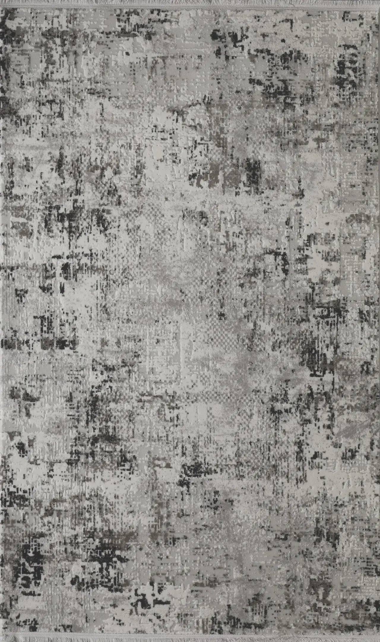 5' X 8' Gray And White Abstract Distressed Area Rug With Fringe - Homeroots - Flyclothing LLC