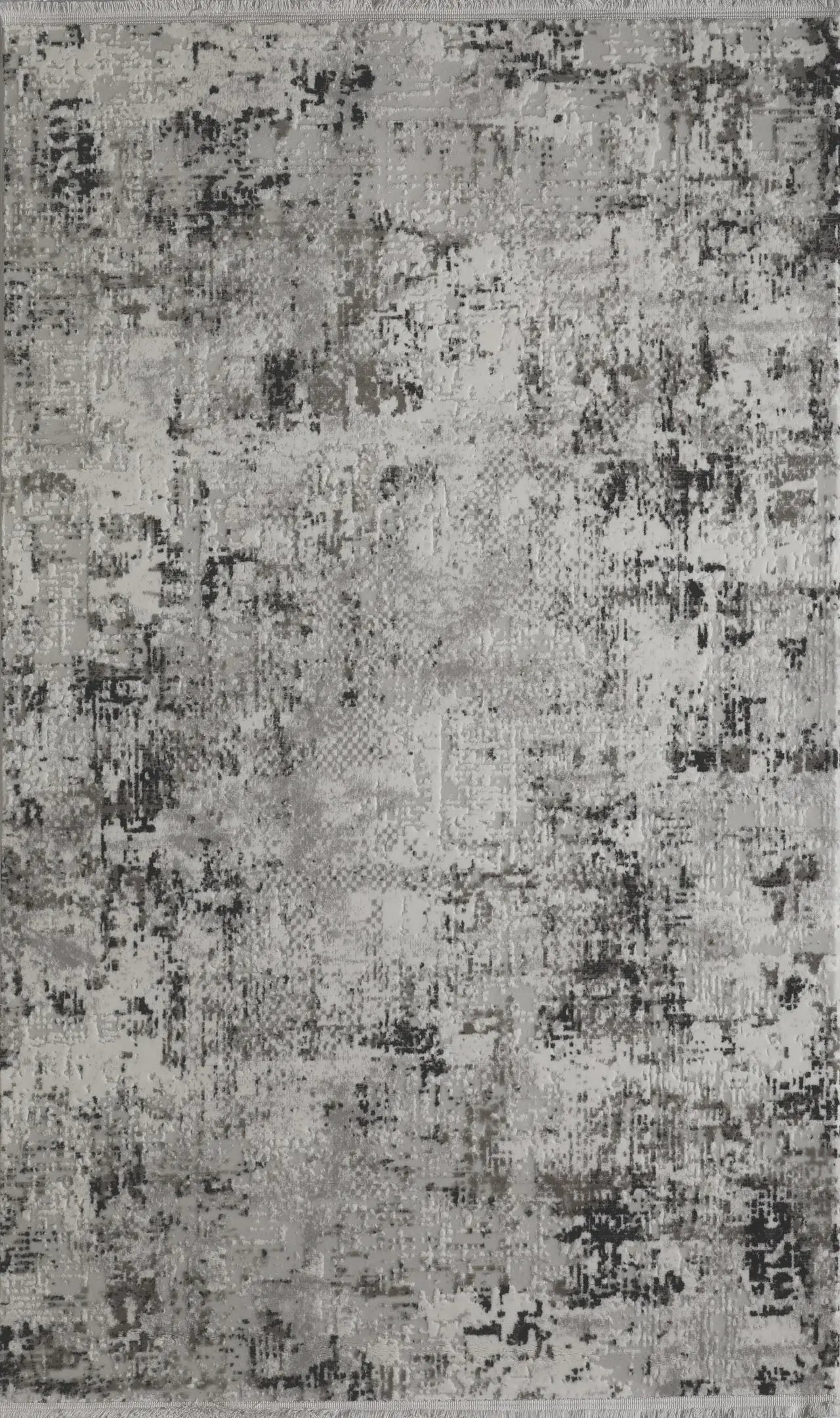 5' X 8' Gray And White Abstract Distressed Area Rug With Fringe - Homeroots - Flyclothing LLC