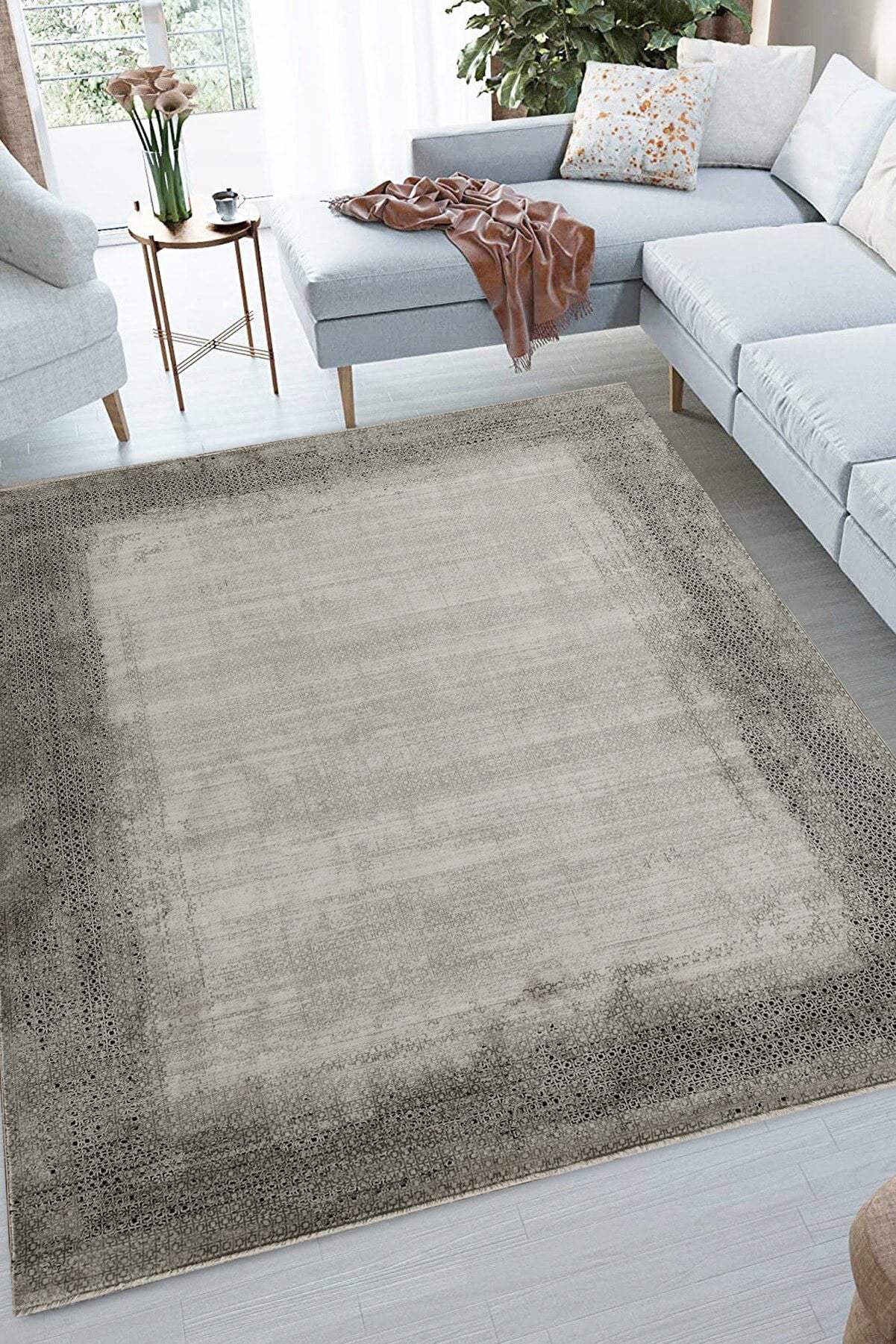 5' X 8' Gray And White Abstract Area Rug - Homeroots - Flyclothing LLC
