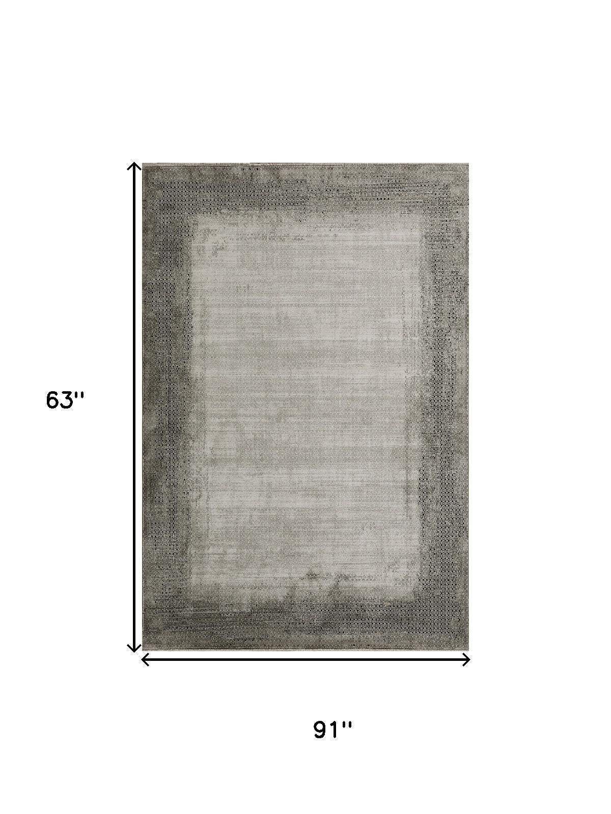5' X 8' Gray And White Abstract Area Rug - Homeroots - Flyclothing LLC