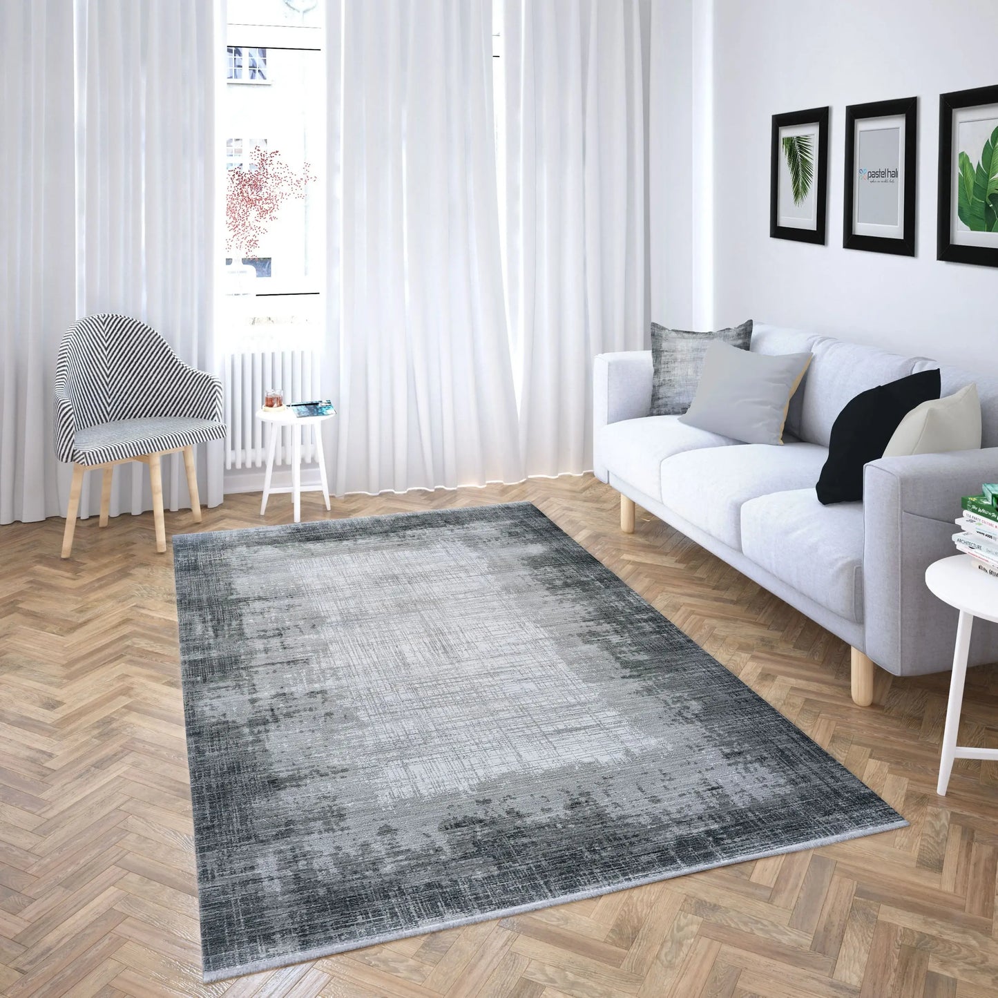 4' X 6' Gray And White Abstract Distressed Area Rug With Fringe - Homeroots - Flyclothing LLC