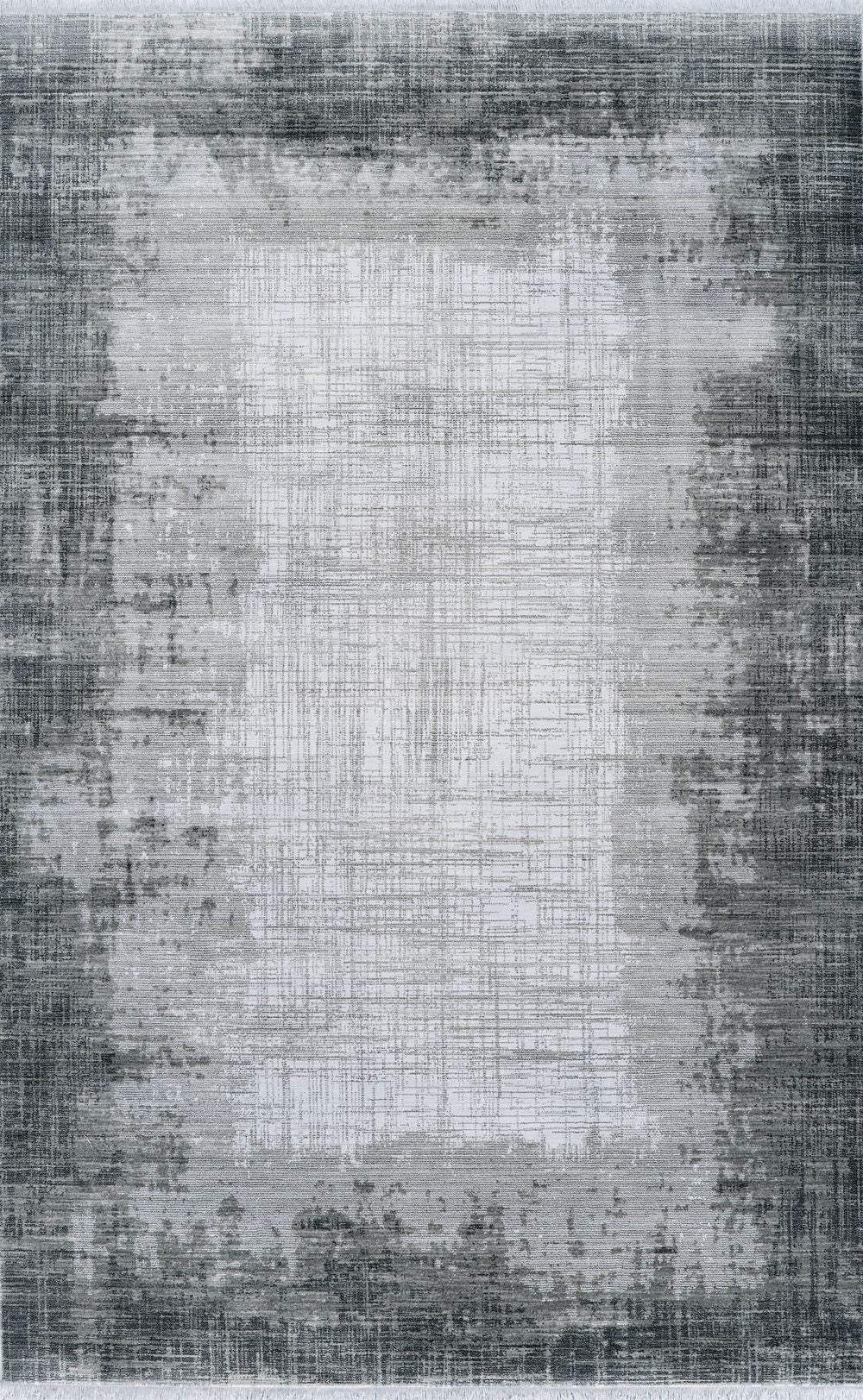 4' X 6' Gray And White Abstract Distressed Area Rug With Fringe - Homeroots - Flyclothing LLC