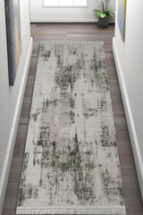 5' X 8' Gray And Green Abstract Distressed Area Rug With Fringe - Homeroots - Flyclothing LLC