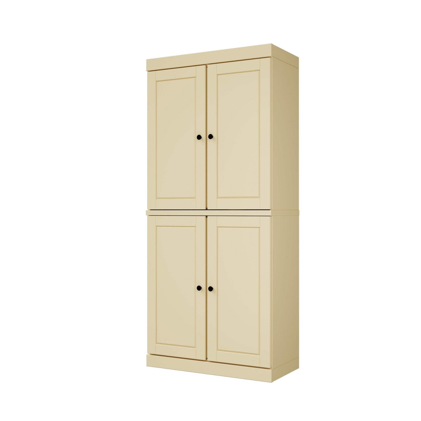 72" Yellow Solid Wood Four Door Pantry Or Storage Closet - HomeRoots - Flyclothing LLC