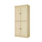 72" Yellow Solid Wood Four Door Pantry Or Storage Closet - HomeRoots - Flyclothing LLC
