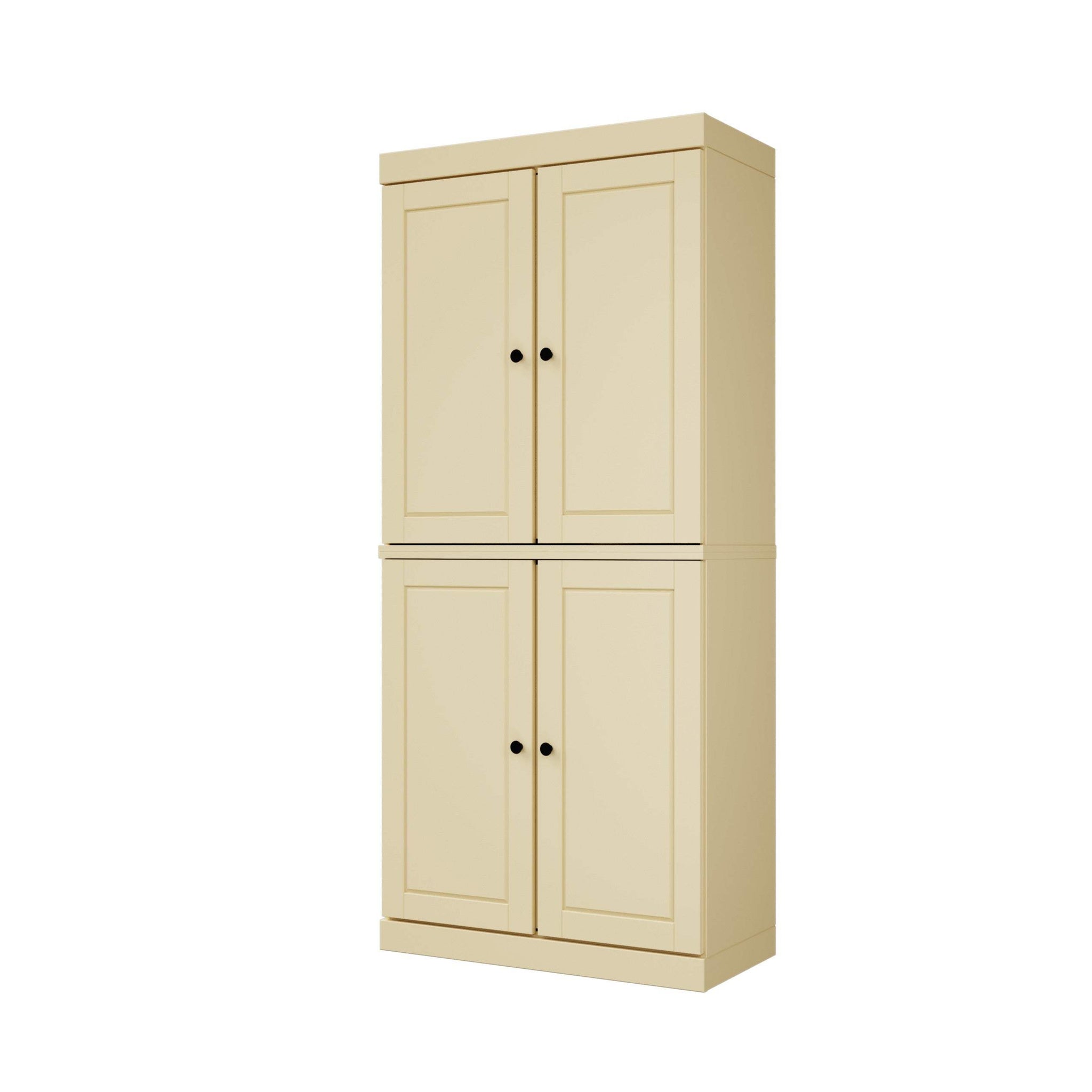 72" Yellow Solid Wood Four Door Pantry Or Storage Closet - HomeRoots - Flyclothing LLC