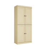 72" Yellow Solid Wood Four Door Pantry Or Storage Closet - HomeRoots - Flyclothing LLC