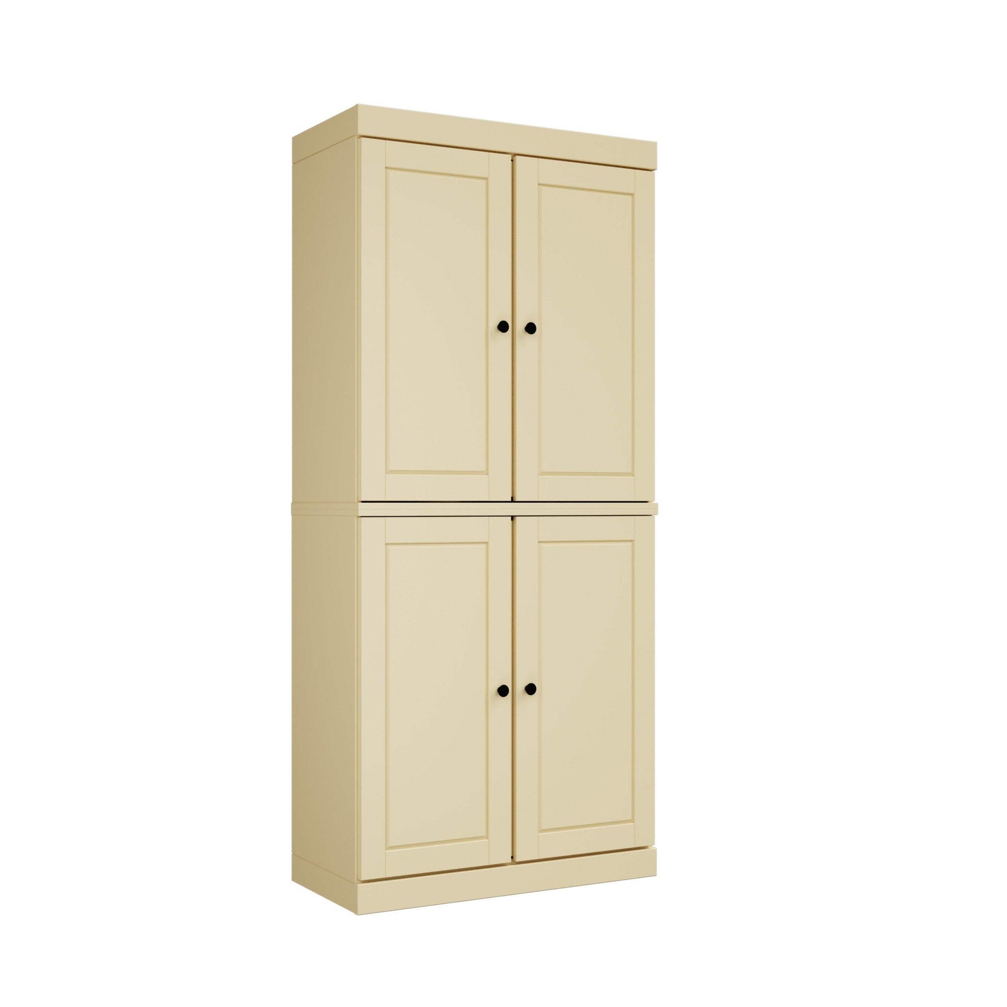 72" Yellow Solid Wood Four Door Pantry Or Storage Closet - HomeRoots - Flyclothing LLC