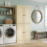 72" Yellow Solid Wood Four Door Pantry Or Storage Closet - HomeRoots - Flyclothing LLC