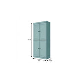 72" Aqua Solid Wood Four Door Pantry Or Storage Closet - HomeRoots - Flyclothing LLC