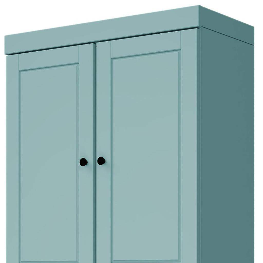 72" Aqua Solid Wood Four Door Pantry Or Storage Closet - HomeRoots - Flyclothing LLC