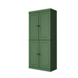 72" Green Solid Wood Four Door Pantry Or Storage Closet - HomeRoots - Flyclothing LLC