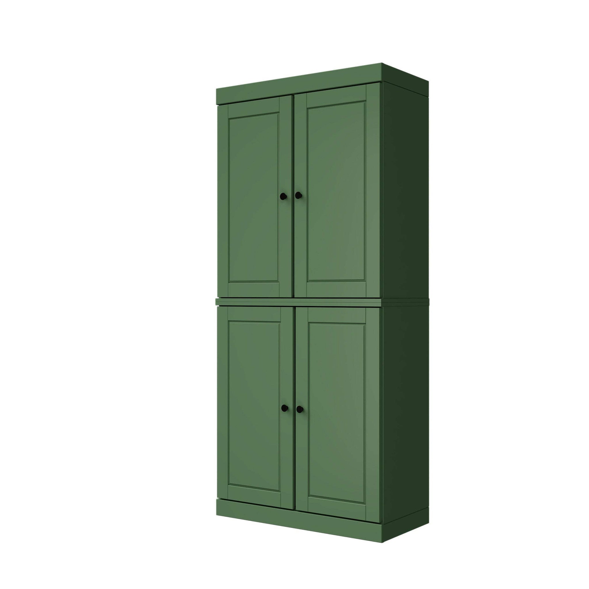72" Green Solid Wood Four Door Pantry Or Storage Closet - HomeRoots - Flyclothing LLC