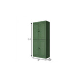 72" Green Solid Wood Four Door Pantry Or Storage Closet - HomeRoots - Flyclothing LLC
