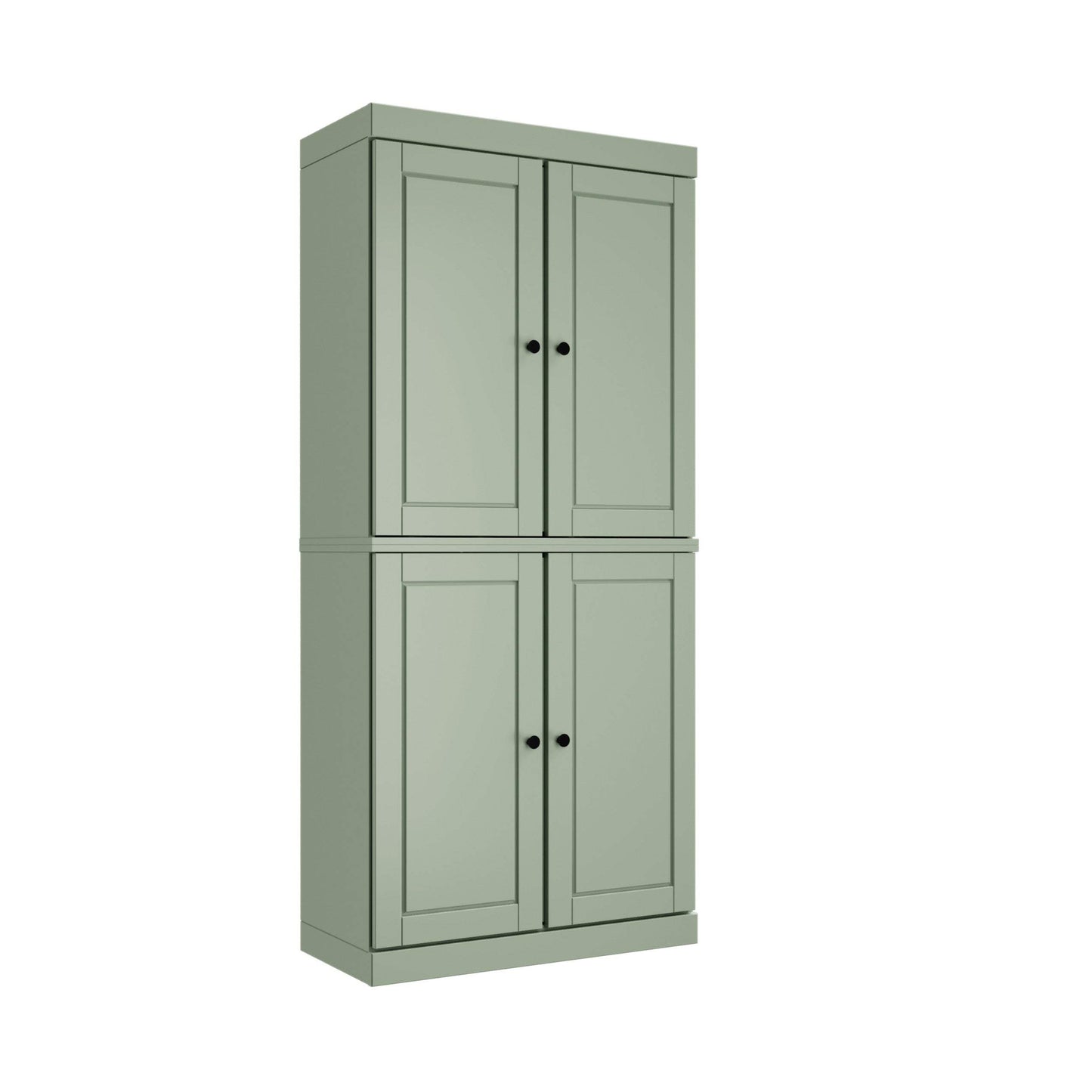 72" Sage Solid Wood Four Door Pantry Or Storage Closet - HomeRoots - Flyclothing LLC