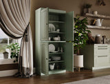 72" Sage Solid Wood Four Door Pantry Or Storage Closet - HomeRoots - Flyclothing LLC