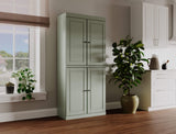 72" Sage Solid Wood Four Door Pantry Or Storage Closet - HomeRoots - Flyclothing LLC