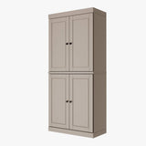 72" Beige Solid Wood Four Door Pantry Or Storage Closet - HomeRoots - Flyclothing LLC