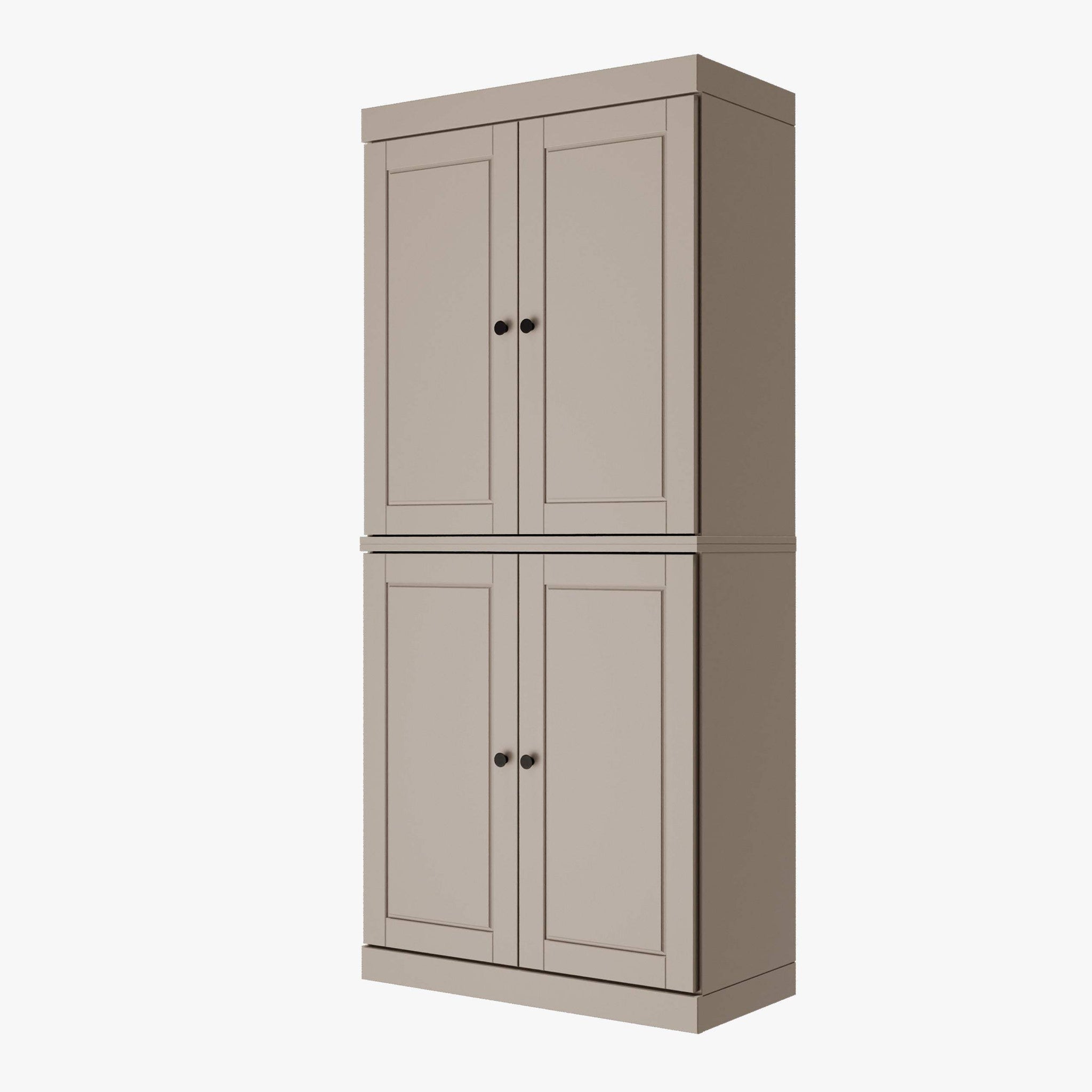 72" Beige Solid Wood Four Door Pantry Or Storage Closet - HomeRoots - Flyclothing LLC