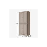 72" Beige Solid Wood Four Door Pantry Or Storage Closet - HomeRoots - Flyclothing LLC