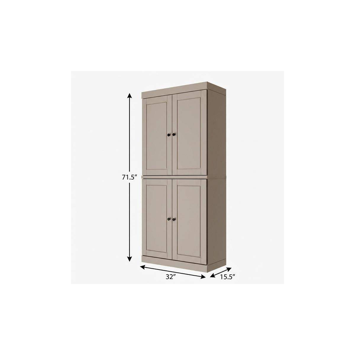 72" Beige Solid Wood Four Door Pantry Or Storage Closet - HomeRoots - Flyclothing LLC