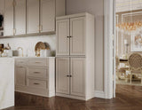 72" Beige Solid Wood Four Door Pantry Or Storage Closet - HomeRoots - Flyclothing LLC