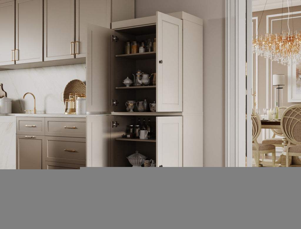 72" Beige Solid Wood Four Door Pantry Or Storage Closet - HomeRoots - Flyclothing LLC