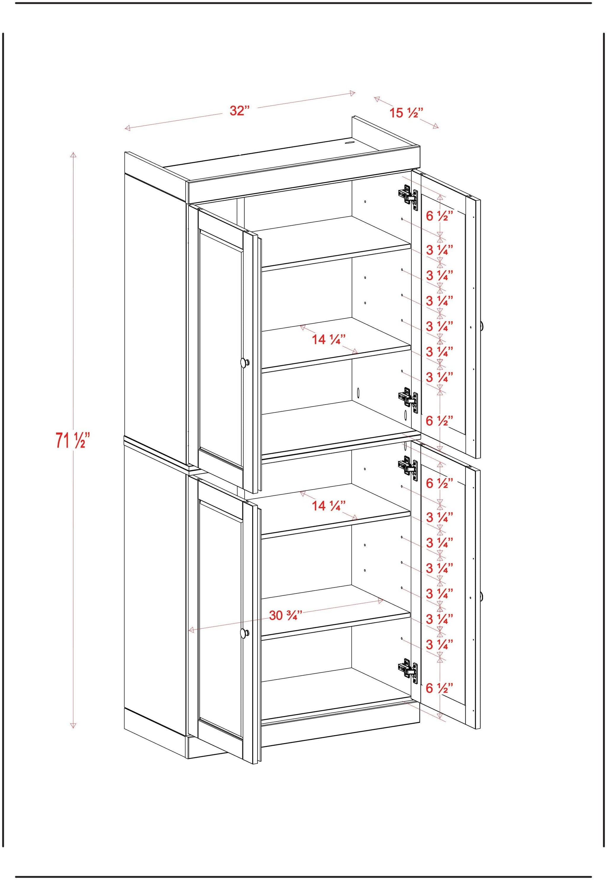 72" Beige Solid Wood Four Door Pantry Or Storage Closet - HomeRoots - Flyclothing LLC