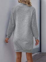 Perfee Texture Mock Neck Long Sleeve Mini Dress - Trendsi - Flyclothing LLC