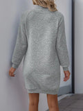 Perfee Texture Mock Neck Long Sleeve Mini Dress - Trendsi