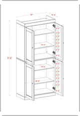 72" Navy Blue Solid Wood Four Door Pantry Or Storage Closet - HomeRoots - Flyclothing LLC