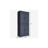 72" French Blue Solid Wood Four Door Pantry Or Storage Closet - HomeRoots - Flyclothing LLC