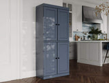 72" French Blue Solid Wood Four Door Pantry Or Storage Closet - HomeRoots - Flyclothing LLC