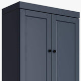 72" French Blue Solid Wood Four Door Pantry Or Storage Closet - HomeRoots - Flyclothing LLC