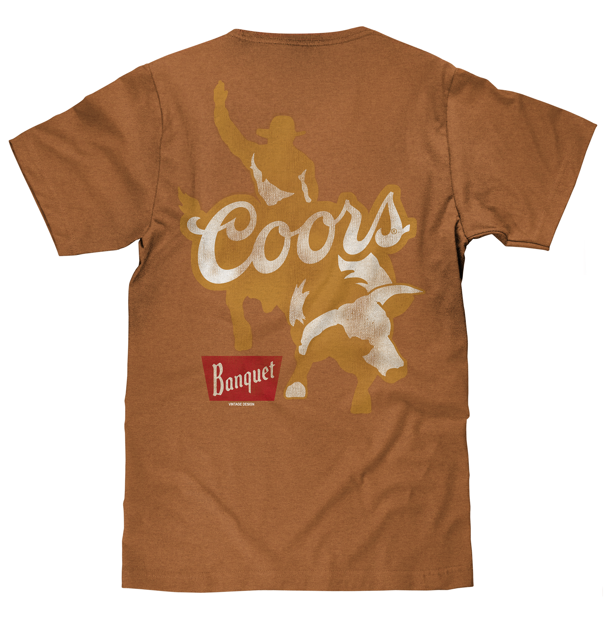 Coors Banquet Rodeo Bull Rider Front/Back T-Shirt - Brown Sugar