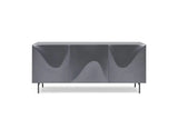 71" Dark Gray Wood Carved Abstract Sideboard With Three Doors - Homeroots - Flyclothing LLC