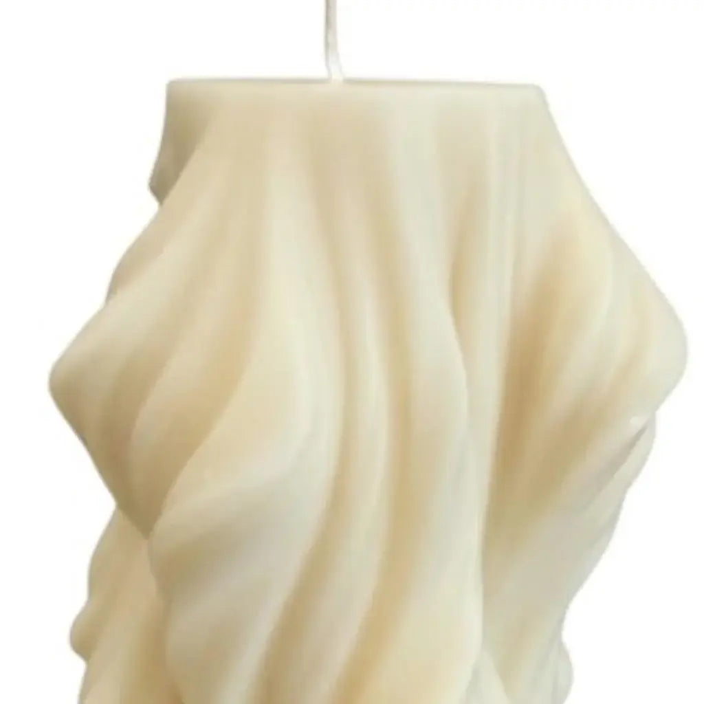 4" White Himalayan Bamboo Scented Dimensional Twist Candle - Homeroots - Flyclothing LLC