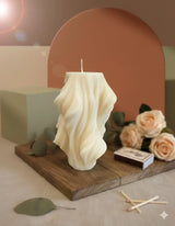 4" White Orchid And Sea Salt Scented Dimensional Twist Candle - Homeroots - Flyclothing LLC
