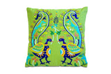 Set of Two 18" Blue And Green Peacock Cotton Throw Pillows with Embroidery - Homeroots - Flyclothing LLC
